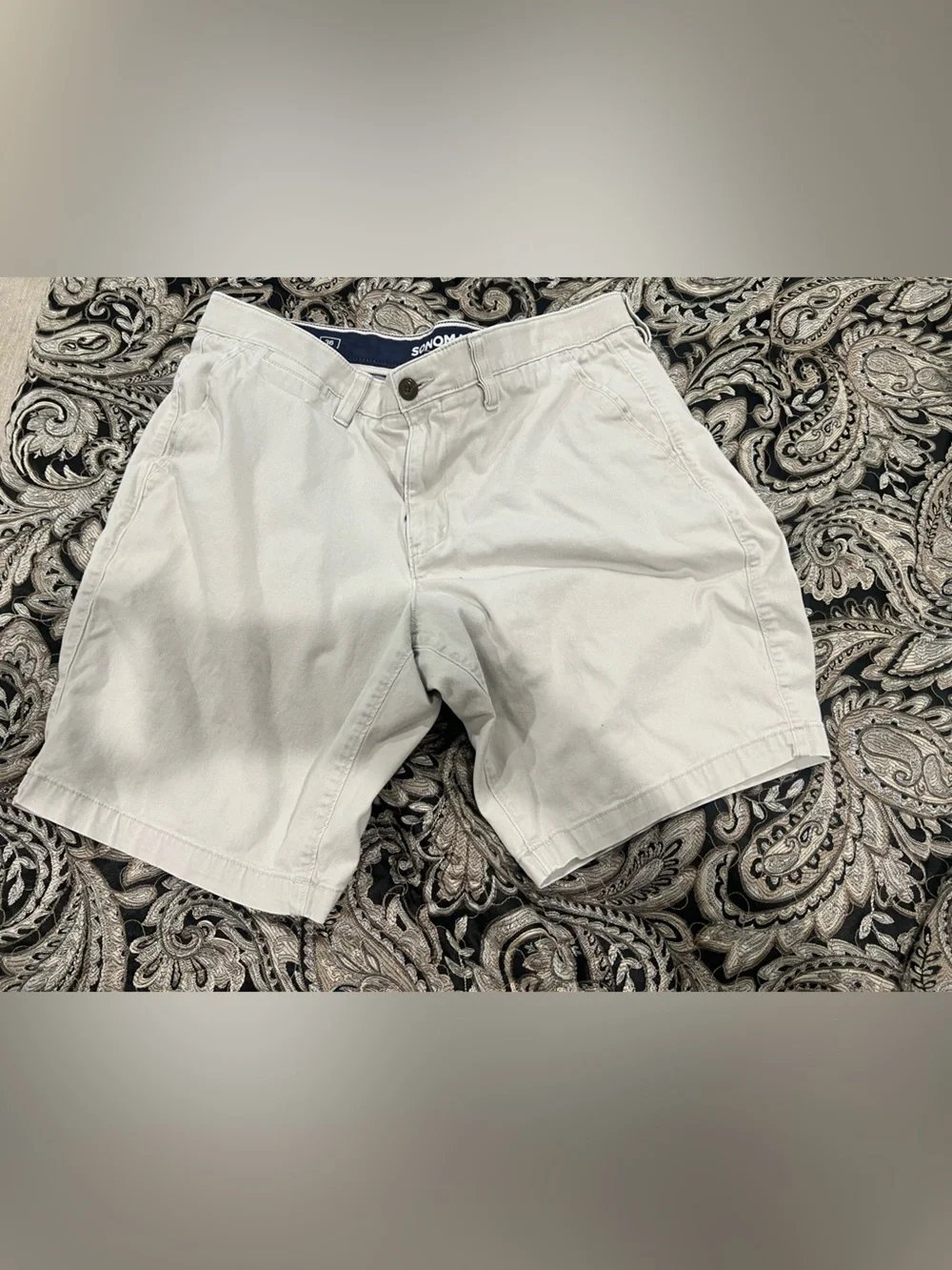 Sonoma Navy and Light Gray Patterned Swim Trunks